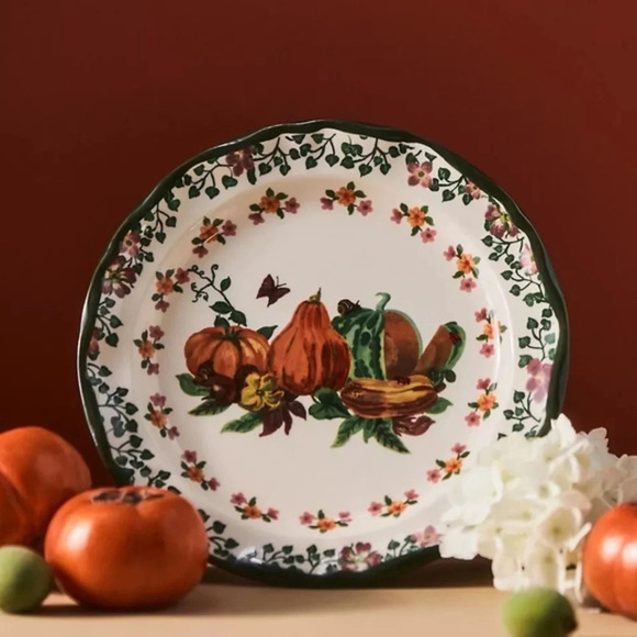 NWT Set of 4  Anthropologie Nathalie Gourd Pumpkin Dessert Plates - Picture 1 of 3